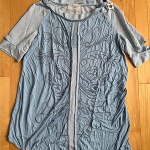 Elisa Cavaletti Light Blue Embroidered Short Sleeve Top